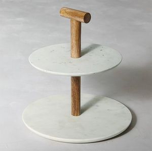 Top selling <b>Marble</b> Handmade 2-Tier Round <b>Cake</b> <b>Stand</b> Multi-Layer Dessert Display Pedestal for Wedding Birthday Party Home - Product Image 3