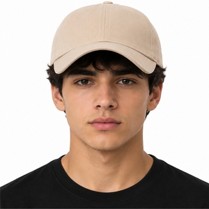 Casquette de baseball unisexe en coton lavé, design ajusté à 6 panneaux, couleur unie, style décontracté, pour le printemps et l'été, visière incurvée, réglable - Product Image 1