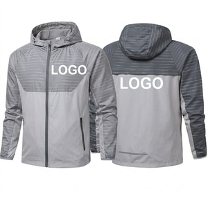 Veste décontractée à capuche coupe-vent et respirante en polyester/coton tissé avec logo personnalisé pour hommes, motif uni, pour fabricants de vêtements - Product Image 1