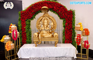 Décor d'entrée de salle de Banquet de mariage srilankan avec Ganesha Ganesha doré pour Statue de Ganesha en fibre d'entrée de mariage pour mariage - Product Image 4