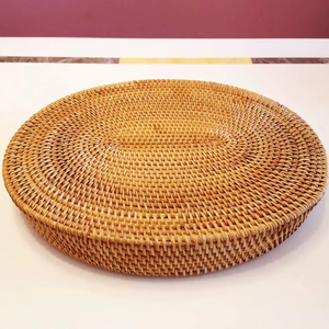 Woven Food Storage Platter for Fruits Bread Snacks Multipurpose Coffee <b>Table</b> Serving <b>Basket</b> Ottoman Tray - Product Image 4
