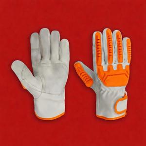 Gants de sécurité TPR avec paume orange, manchette renforcée, antidérapants, bracelet élastique de 10 mil d'épaisseur pour la protection industrielle contre les chocs - Product Image 5