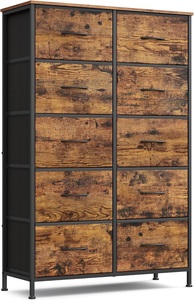 Commode moderne marron à 10 tiroirs pour chambre à coucher - Product Image 1