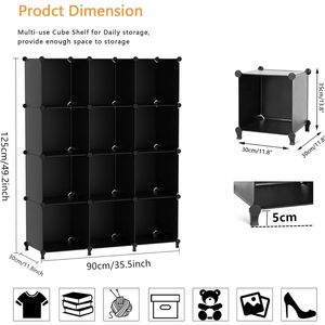 Organizador de Armario Apilable de Plástico DIY, Estantes de Almacenamiento, Librería de 12 Cubos, Contenedores de Almacenamiento Cúbicos - Product Image 3
