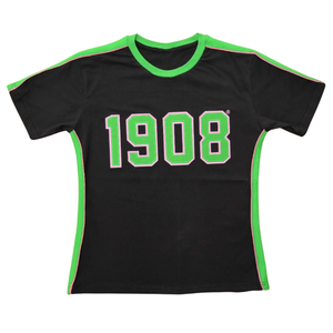 AKA 1908 เสื้อเชิ้ตพรีเมี่ยมสีดำสำหรับผู้หญิง สีดำ สีเขียว แขนสั้น คอกลม ลำลอง สไตล์กรีก เสื้อผ้าผสมผ้าฝ้าย - Product Image 1