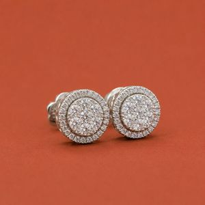 S925 <b>Moissanite</b> Round Halo <b>Earring</b> with Double Border Brilliant Design - Product Image 2
