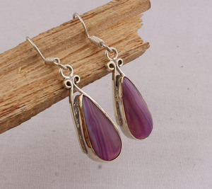 Wholesale Natural Charoite <b>Earrings</b> 925 Sterling <b>Silver</b> Vintage Style Jewelry Supplier Luxury Purple Gemstone <b>Drop</b> <b>Earrings</b> - Product Image 2