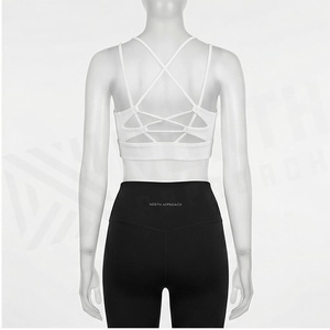 2 Piece Yoga Set White Crop <b>Top</b> Black High Waist Leggings Seamless Solid Spandex Polyester Breathable Sportswear - Product Image 2