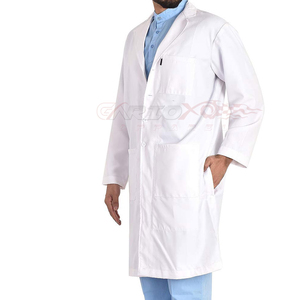 Wholesale Custom Woven Cotton Long Sleeve Medical Lab Coat for <b>Doctors</b> Nurses Pharmacist-Unisex Hospital Uniforms White - Product Image 3