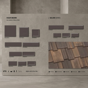 Carreaux muraux en céramique série Golden Cedar Brown, finition brillante, pour hall, 100x100, 100x200, 100x300, 100x400, 200x200, 150x150 - Product Image 1