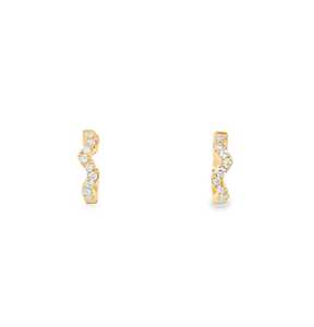 Boucles d'oreilles Huggie Zig Zag en Or Massif 14 carats avec Diamants de Laboratoire Sertis Pavé, pour Usage Quotidien, Solitaires Massives Classiques Mini Minimalistes, Bijoux Fins - Product Image 5
