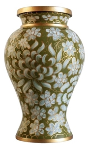 Black Handmade Oval Aluminum Cremation Urn Beautiful Pearl White Floral Hand Painted Design Modern Eco-Friendly Durable - Product Image 5