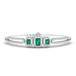 REYES New Design 14K Solid Gold Moissanite and Emerald <b>Gemstone</b> <b>Bracelets</b> Luxury Wedding Gift Jewelry at Wholesale Prices - Product Image 1