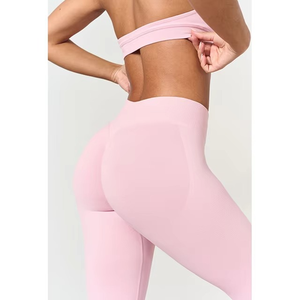 Leggings al por mayor de la misma marca con logo frontal, conjunto de yoga para mujer, cintura alta, antibacteriano, transpirable, ropa deportiva para entrenamiento, pilates, gimnasio - Product Image 5