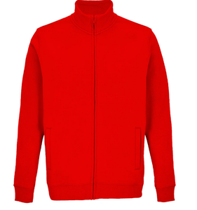 Sudadera Roja con Cierre para Hombre, Corte Regular, Color Sólido, Informal, Tejida, Cuello Alto, Manga Larga - Product Image 3