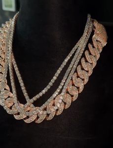 สร้อยคอโมอิสซาไนต์แบบ Cuban Link ประดับเพชรเต็มเส้น สไตล์ฮิปฮอป หลายชั้น สีเงิน สำหรับทั้งชายและหญิง - Product Image 5