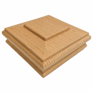 Tapa de poste de escalera de madera maciza tradicional con diseño de parte superior cuadrada y acabado de roble duradero - Product Image 1