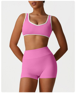 Sujetador Deportivo Bigwood Sports Rosa sin Costuras con Encaje, Soporte Medio, Transpirable, de Secado Rápido, Spandex/Nylon, para Yoga, Running y Entrenamiento - Product Image 1
