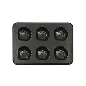 Molde para Pastel con Forma de Concha de Vieira de 6 Cavidades, Antiadherente, Recubierto de PTFE, Acero al Carbono, Bandeja Profesional para Hornear Madeleine y Petit Fours - Product Image 1