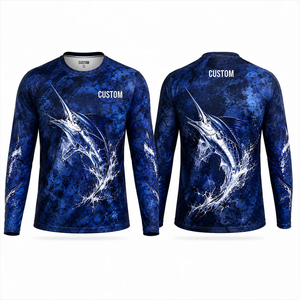 Chemise de pêche à manches longues personnalisée pour hommes, UPF 50, anti-UV, t-shirt imprimé par sublimation, motif bleu noir, vêtements d'extérieur - Product Image 3