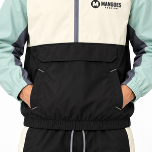ชุดเซ็ตเสื้อแจ็คเก็ตมีฮู้ดกันลมและกางเกงขาสั้น MANGOES รุ่น Unisex ผ้าเนื้อเดียว น้ำหนักเบา ระบายอากาศได้ดี แห้งเร็ว ผลิตจากผ้าฝ้าย 100% สไตล์สตรีทแวร์ - Product Image 4