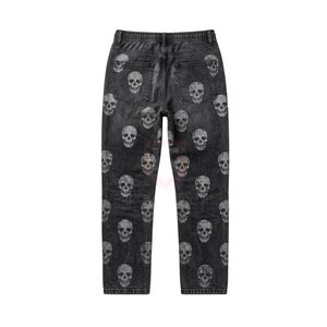 Men's Casual <b>Pants</b> <b>Black</b> All Over Skull Graphic Print Trousers Streetwear Hip Hop Style Bottoms Durable Cotton Fabric - Product Image 3