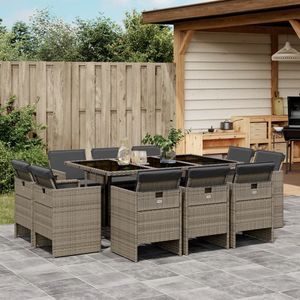 Set da Pranzo da Giardino in Rattan Grigio per 10 Persone, Resistente alle Intemperie, Arredamento da Esterno in Stile Contemporaneo - Product Image 1