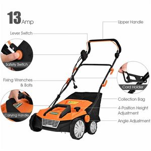 Dethatcher Elettrico Semovente Industriale Arancione da 15 Pollici, Monocilindrico a 2 Tempi per Erba, con Sacco di Raccolta da 50L Incluso - Product Image 5