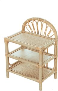 Étagère d'appoint en rotin naturel à 3 niveaux avec étagères tressées pour le rangement dans le salon et la chambre à coucher, organiseur en rotin à 3 niveaux - Product Image 2