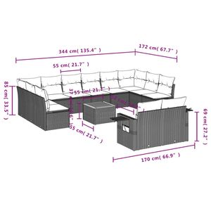 Ensemble de canapés de jardin noir et blanc crème - Product Image 3