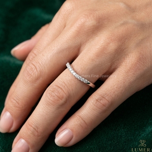 14K 18K 10K 9K White Gold IGI Certified Moissanite Half Eternity <b>Ring</b> <b>Thin</b> Stackable Wedding Band for Women - Product Image 5