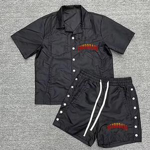 Custom Manufacturer Embroidered <b>Men's</b> Set Zip up <b>Summer</b> Nylon Two Piece Windbreaker Short Set <b>Men</b> Sweat Suit Tracksuits - Product Image 4