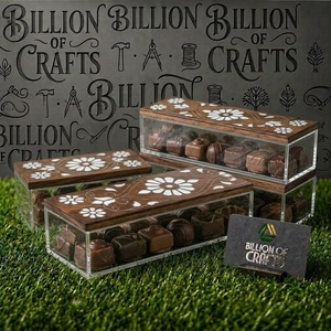 Rectangular Handmade Wooden <b>Ramadan</b> Gift Box Container with Floral Inlay Eid Mubarak <b>Chocolate</b> Sweet Dry Fruit Jar - Product Image 6