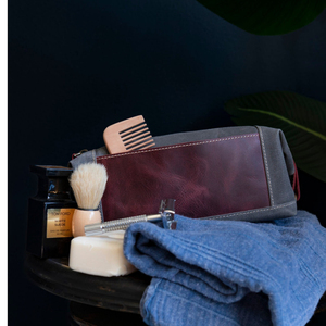 <b>Men</b> Custom Logo Canvas <b>Leather</b> Toiletry <b>Bag</b> Waterproof Travel Shaving Dopp Kit Cosmetic <b>Wash</b> Organizer Case LCTB-0013 - Product Image 6