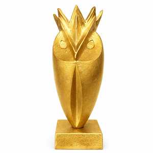 Escultura de Búho de Lujo con Corona, Estatua Decorativa de Metal Dorado con Base de Mármol, Figura de Búho Geométrico Real, Adornos Premium para Mesa - Product Image 2