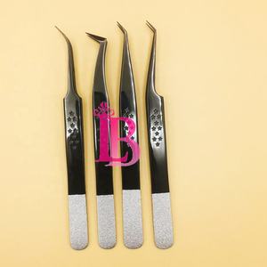 Pinces à cils en vison noir avec logo personnalisé, nouvelles pinces en acier inoxydable pour cils russes en volume, avec texture de pointe lisse - Product Image 1