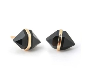 Black Onyx Elongated Hexagon <b>Stud</b> <b>Earring</b> Center Bezel <b>Set</b> Faceted Gemstone Handmade Minimalist Jewelry Gift For Her - Product Image 3
