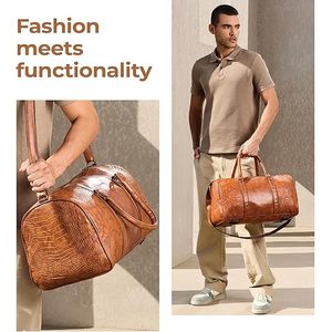 Sac de voyage en cuir Crazy Horse Rub International, marron, texture vintage, portable, rangement de voyage, durable, toutes saisons - Product Image 5