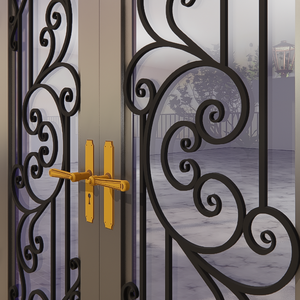 Puerta de Hierro Forjado de Lujo con Vidrio Decorativo, Puerta Principal de Hierro para Hogares Modernos y Edificios Comerciales - Product Image 5