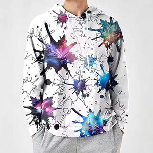 <b>Men's</b> Hooded Sweatshirt 100% Polyester Sublimation Print Splash Design Casual Summer Wear Regular Fit - Product Image 6