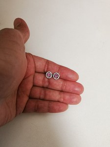 Pendientes de tuerca con halo de diamantes de corte redondo rosa moissanita para mujer, plata 925, joyería elegante para propuesta de matrimonio, regalo de compromiso - Product Image 2