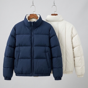 Men's <b>Reversible</b> Puffer Jacket Winter <b>Coat</b> Stand Collar Zip Up Outdoor Streetwear Custom Private Label OEM ODM - Product Image 1