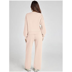 Conjunto Deportivo de 2 Piezas para Mujer, Top Corto y Pantalones Acampanados de Algodón, Sudadera con Capucha, Ropa de Invierno para Correr, Atuendo Moderno OEM - Product Image 5