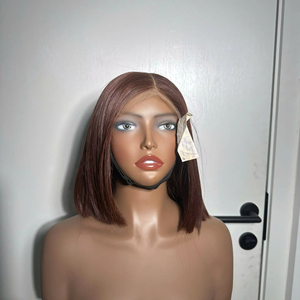 Blunt Cut Lace <b>Bob</b> <b>Wig</b> in Auburn Premium Quality Full Lace Hair Tip Type Blunt <b>Bob</b> Style Machine double weft - Product Image 1