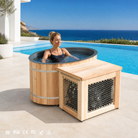 Baignoire de trempage froide en cèdre rouge toutes saisons avec cuve intégrée en acier inoxydable 304 et refroidisseur intégré pour extérieur, patio et vue sur l'océan