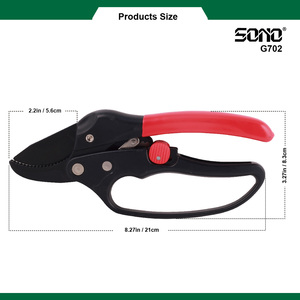 SONO G702 Industrial High Quality <b>PTFE</b> Coated Segmented Branch Shear Ratchet Garden Shears Aluminum Handles PVC Grips - Product Image 4