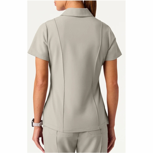 Blouse médicale unisexe tendance, col montant, manches courtes, respirante, en coton et polyester tissé, uniforme d'hôpital sans couture - Product Image 5