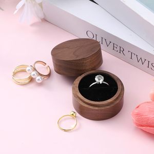 Wooden Ring <b>Box</b> Round <b>Small</b> Ring <b>Box</b> for Men Women Single Slot Engagement Rings Holder Jewelry <b>Storage</b> Case for Proposal Wedding - Product Image 3