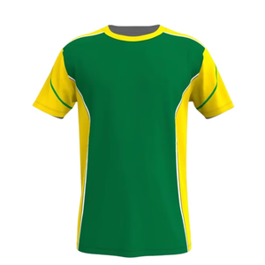 Camiseta de Manga Corta Verde y Amarilla para Hombre, Cuello Redondo, Talla Grande, Tejido de Punto Informal, Ecológica - Product Image 1