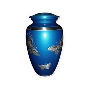 Urne funéraire blanche brillante avec motifs floraux noirs pour un hommage moderne et artistique - Product Image 2